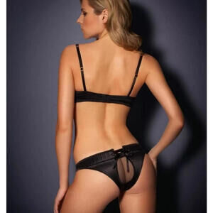 Agent Provocateur Florie Black Cut out Lace Panties 2 Small NWT